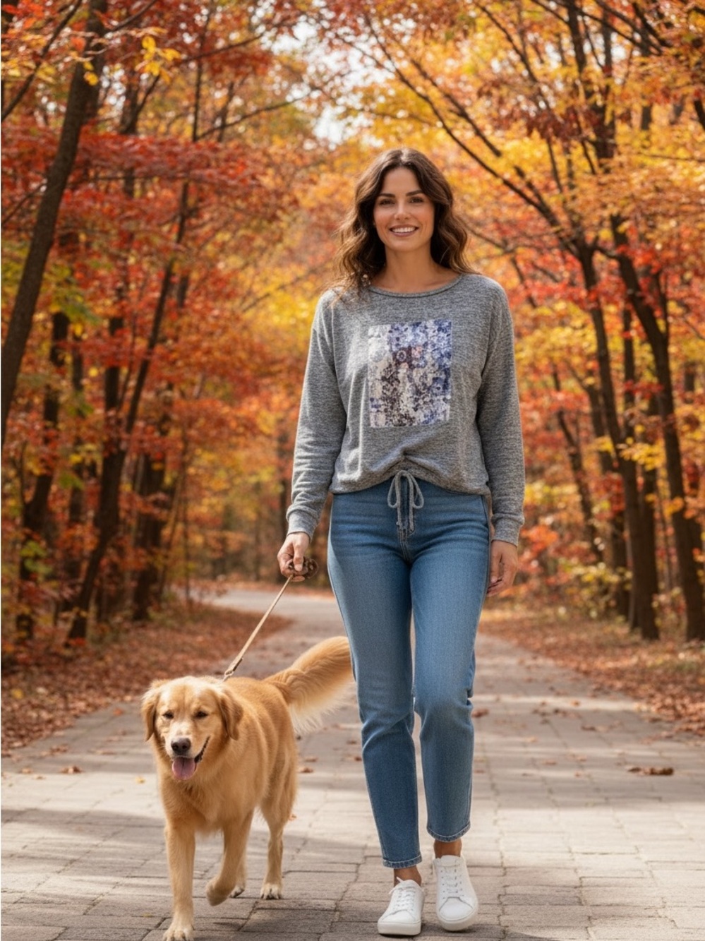 Free Kisses Gray Long-Sleeve Drawstring Pullover with Front Graphic